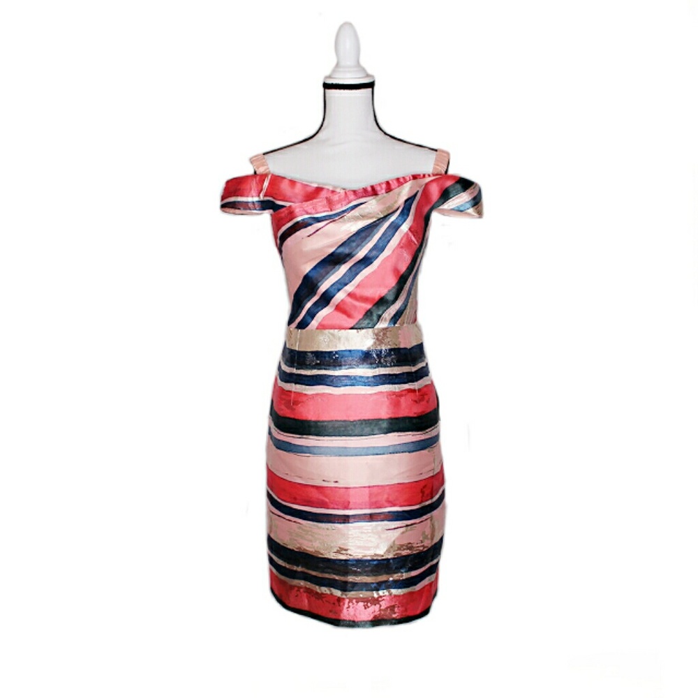 Adrianna Papell Gold Leaf Off Shoulder Dress XL/16